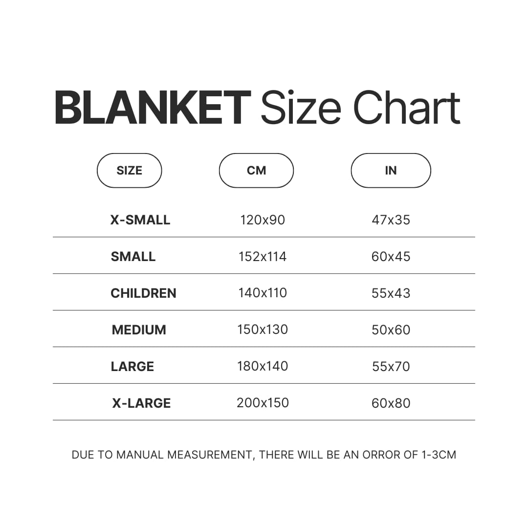 Blanket Size Chart - Sapnap Shop