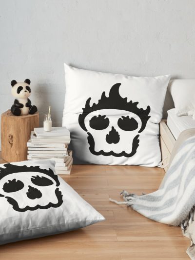 Sapnap Merch Flaming Skull Throw Pillow Official Cow Anime Merch