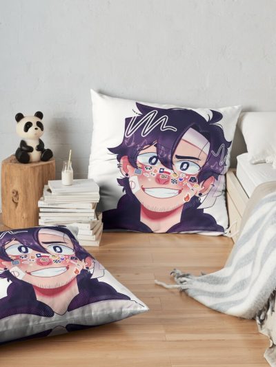 Sapnap Sticker Face Throw Pillow Official Cow Anime Merch